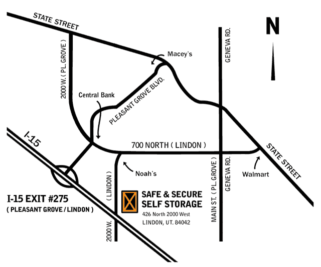 safe and secure self storage illustrated direction map